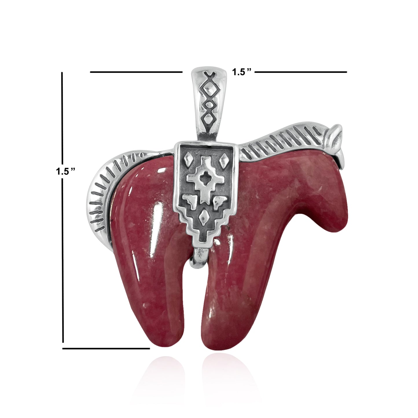Sterling Silver Rhodonite Spirit Horse Pendant Enhancer