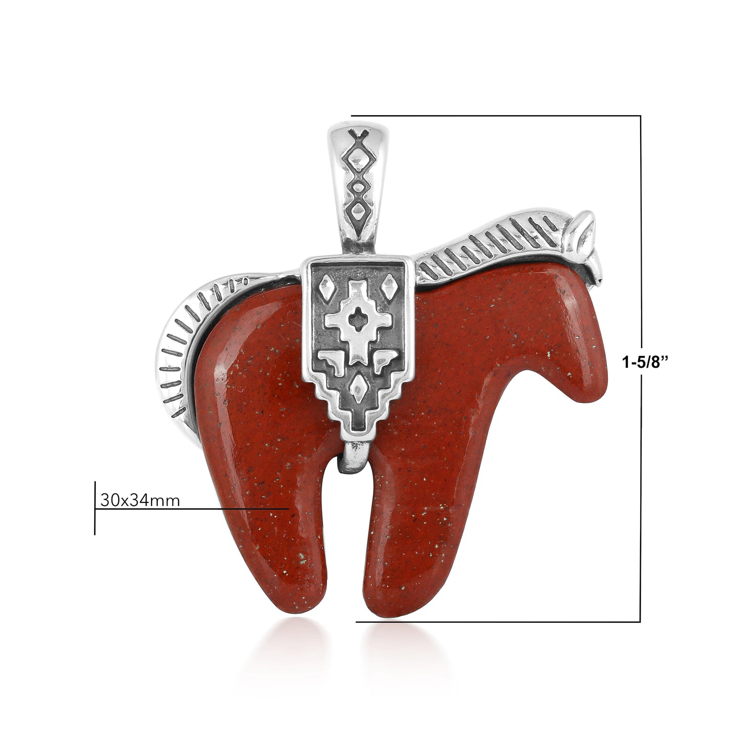 Sterling Silver Red Jasper Gemstone Spirit Horse Pendant Enhancer