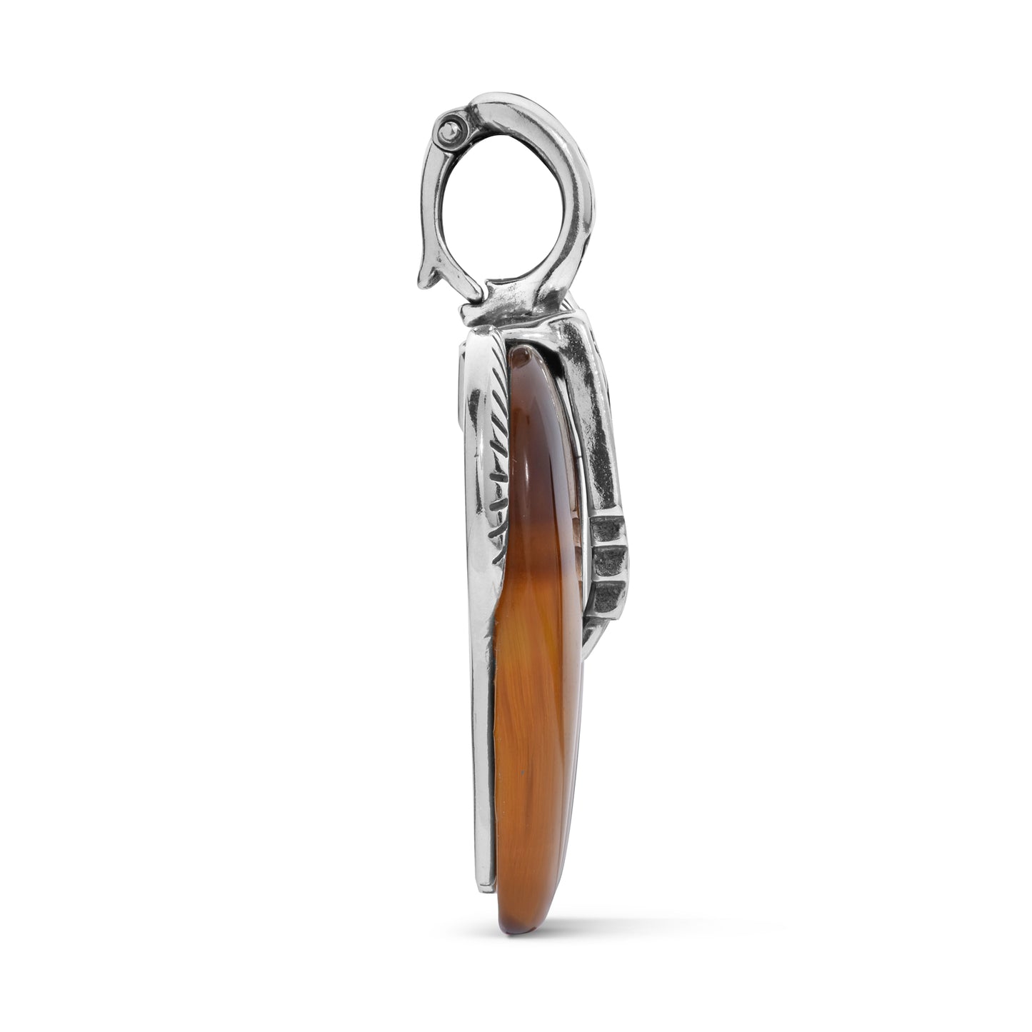 Sterling Silver Tiger's Eye Gemstone Large Spirit Horse Pendant Enhancer