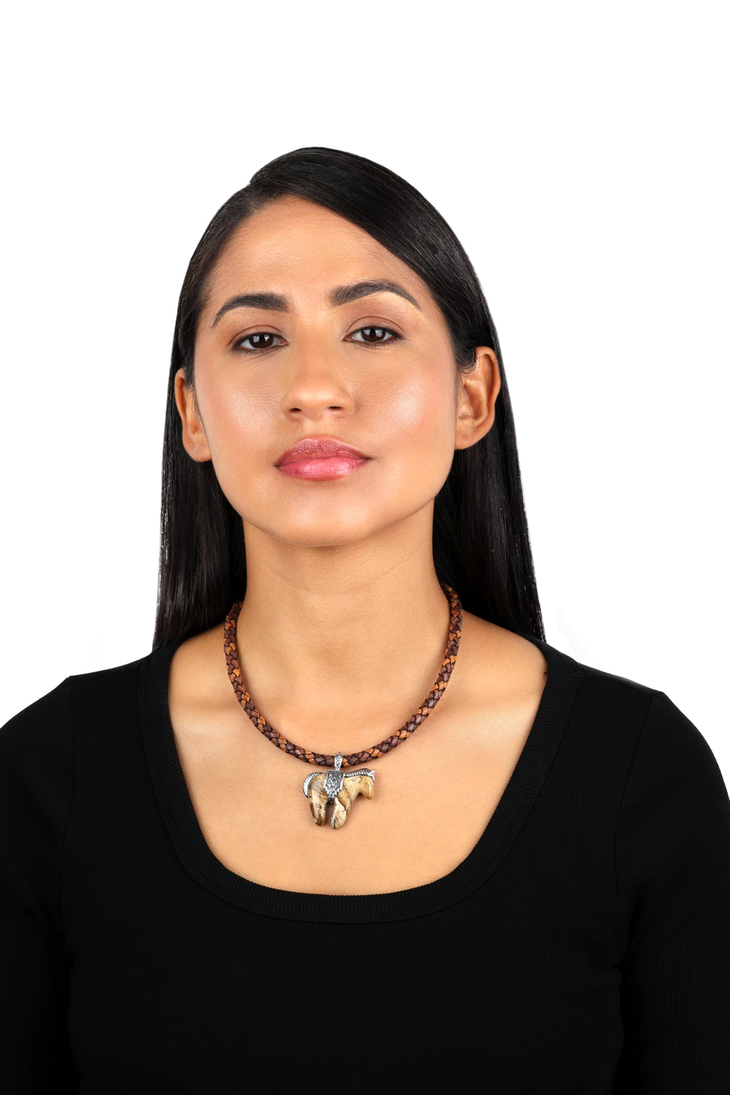 Sterling Silver Tiger's Eye Gemstone Large Spirit Horse Pendant Enhancer