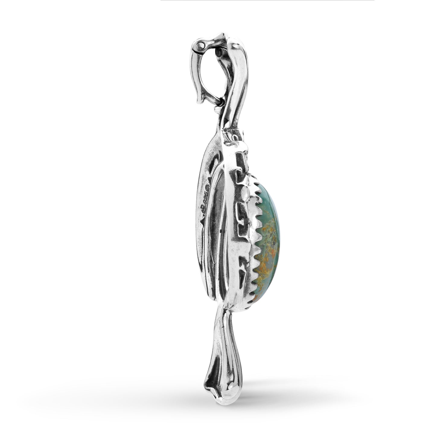Sterling Silver Green Turquoise Fritz Casuse Naja Crescent Moon Pendant Enhancer