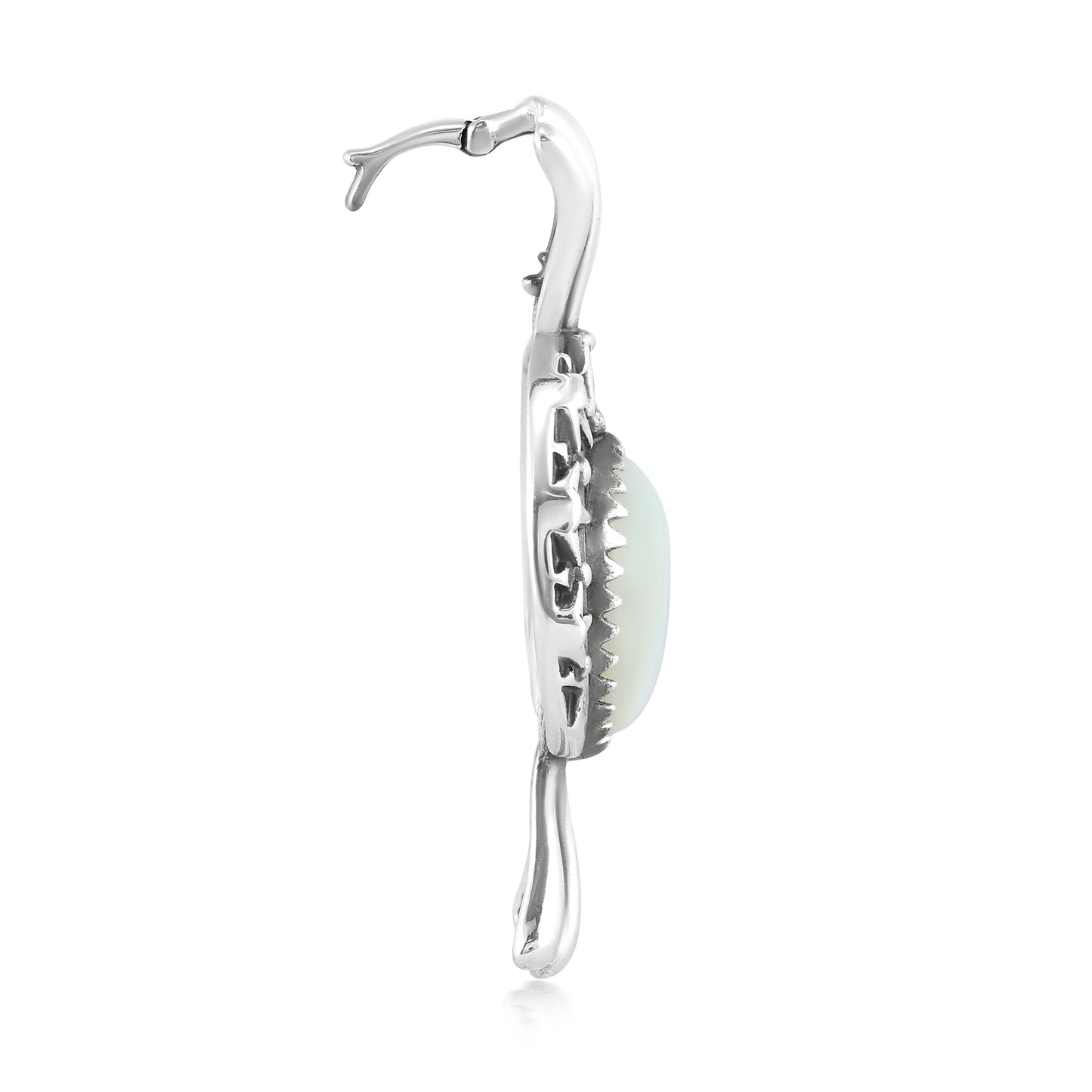 EXCLUSIVELY OURS! Sterling Silver White Mother of Pearl Fritz Casuse Squash Blossom and Naja Crescent Moon Pendant Enhancer