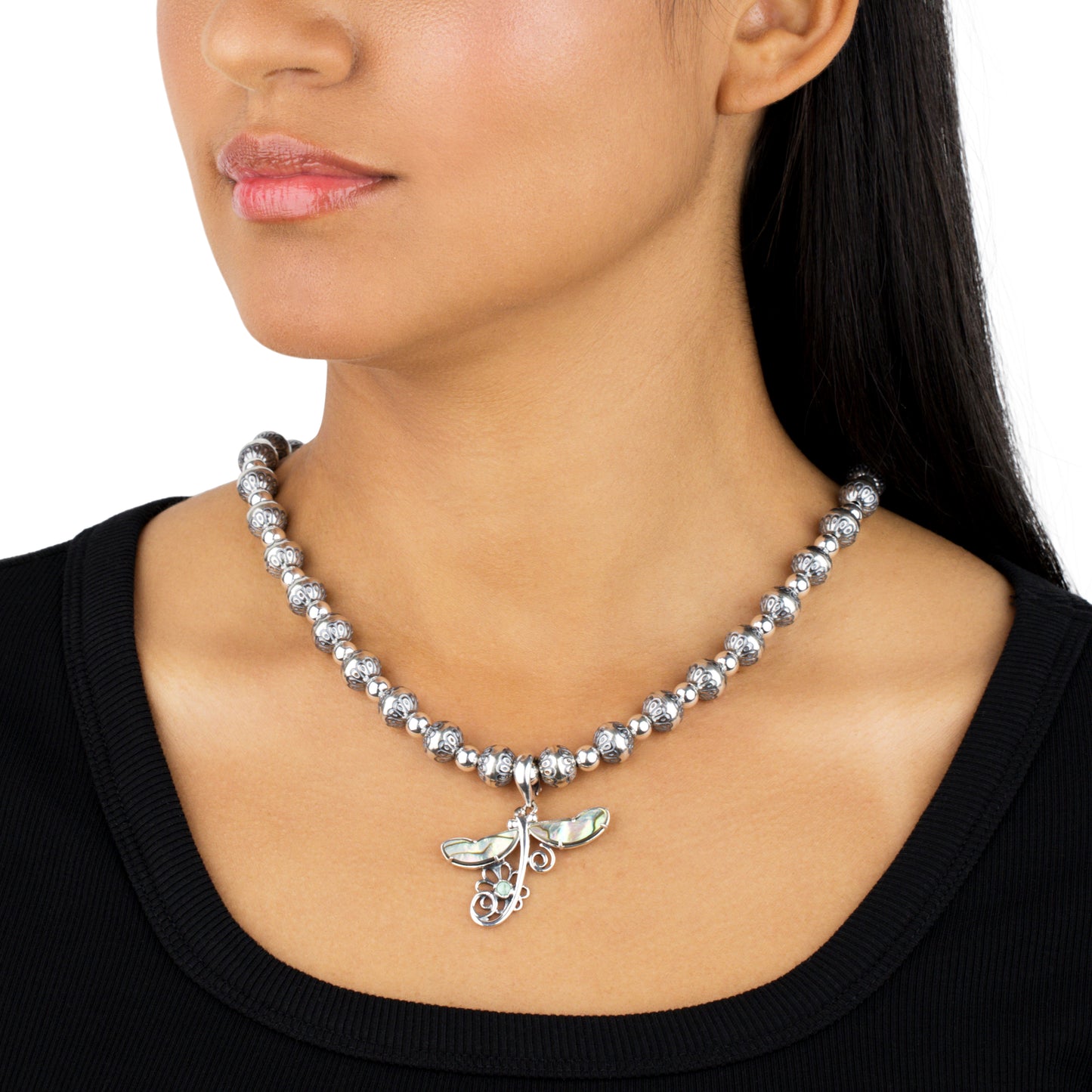 Sterling Silver Native Pearl Bead Necklace, 21 to 24 Inches
