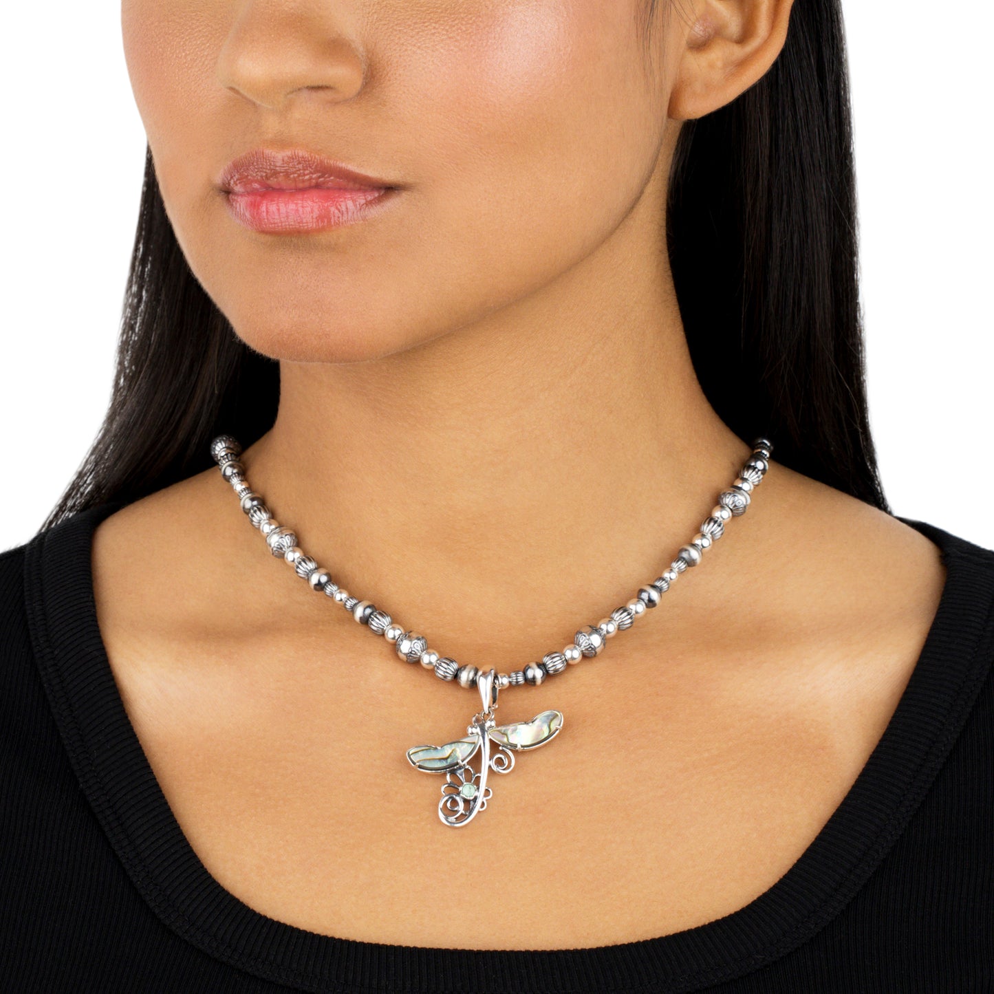 Sterling Silver Native Pearl Mixed Beads Toggle Necklace, 20 Inches