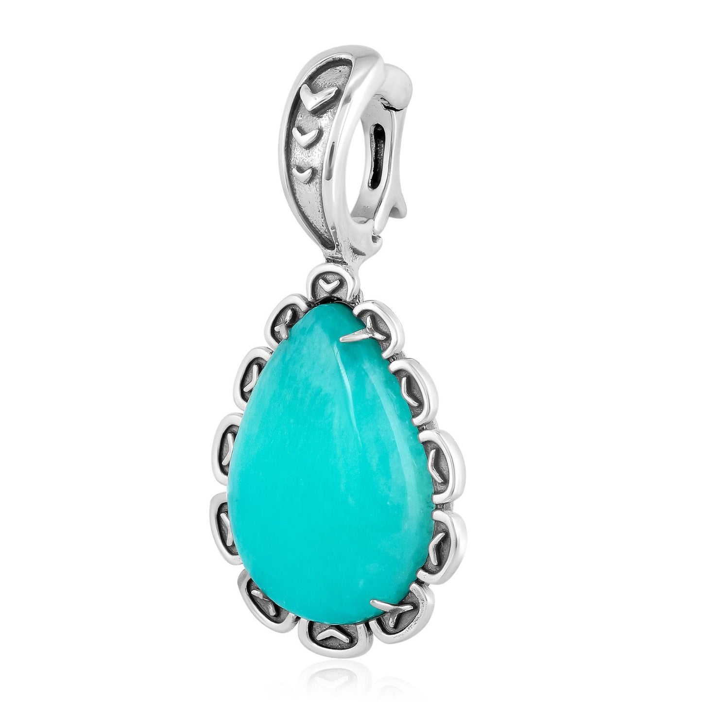 Sterling Silver Amazonite Teardrop Pendant Enhancer
