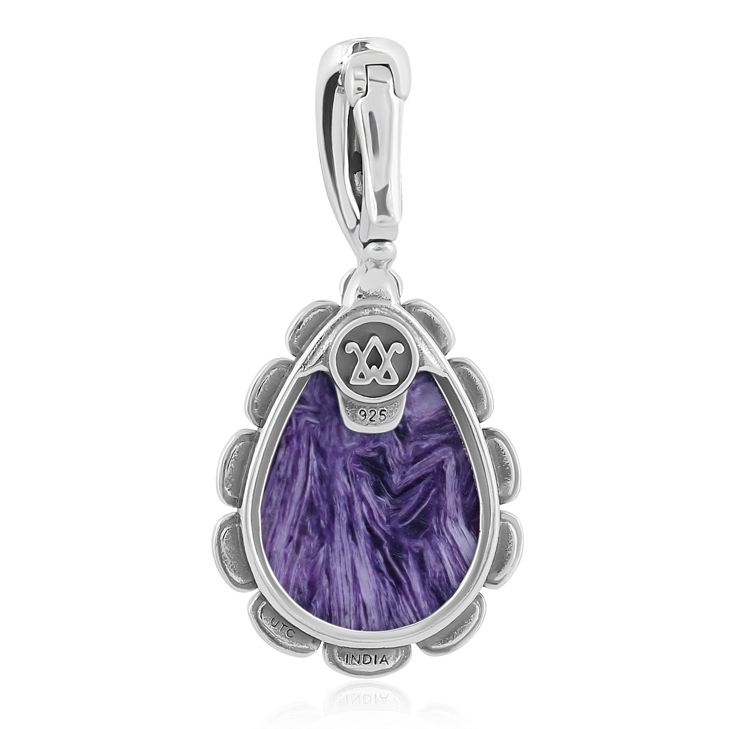 Sterling Silver Charoite Teardrop Pendant Enhancer