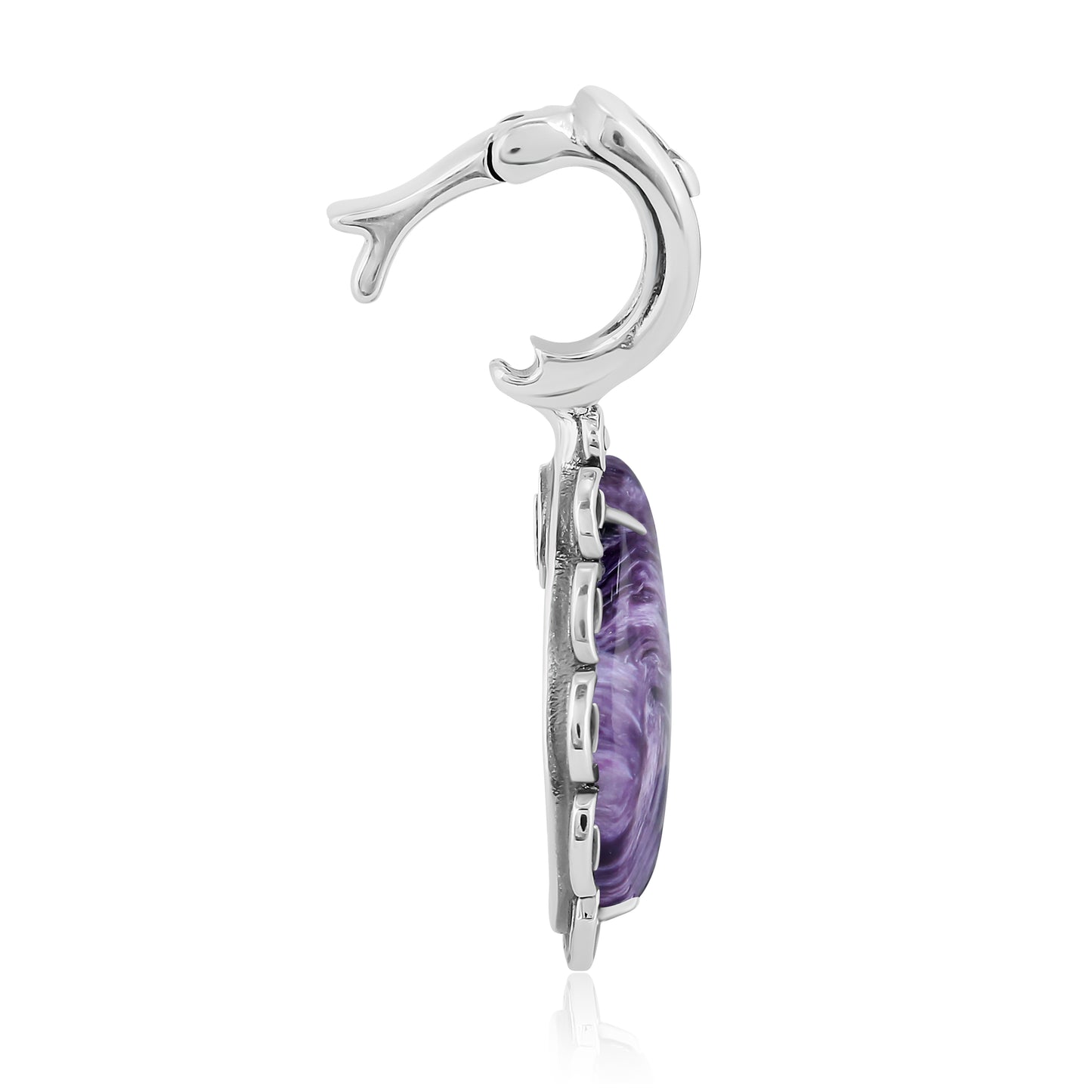 Sterling Silver Charoite Teardrop Pendant Enhancer