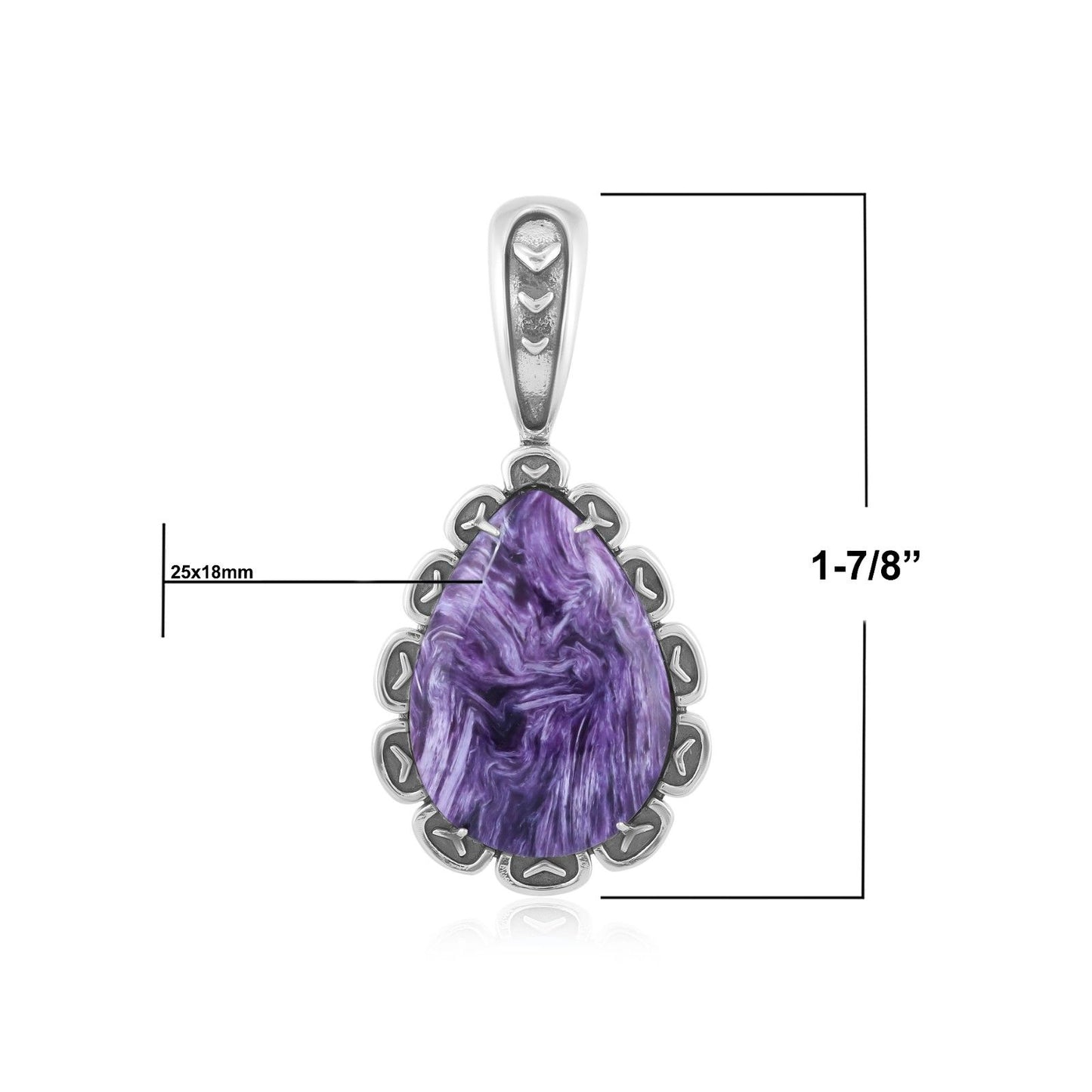 Sterling Silver Charoite Teardrop Pendant Enhancer