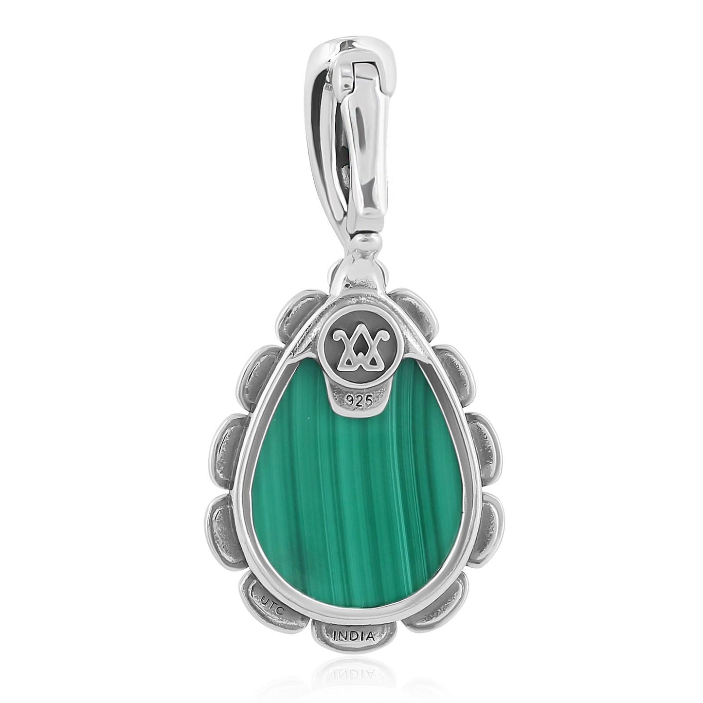 Sterling Silver Malachite Teardrop Pendant Enhancer