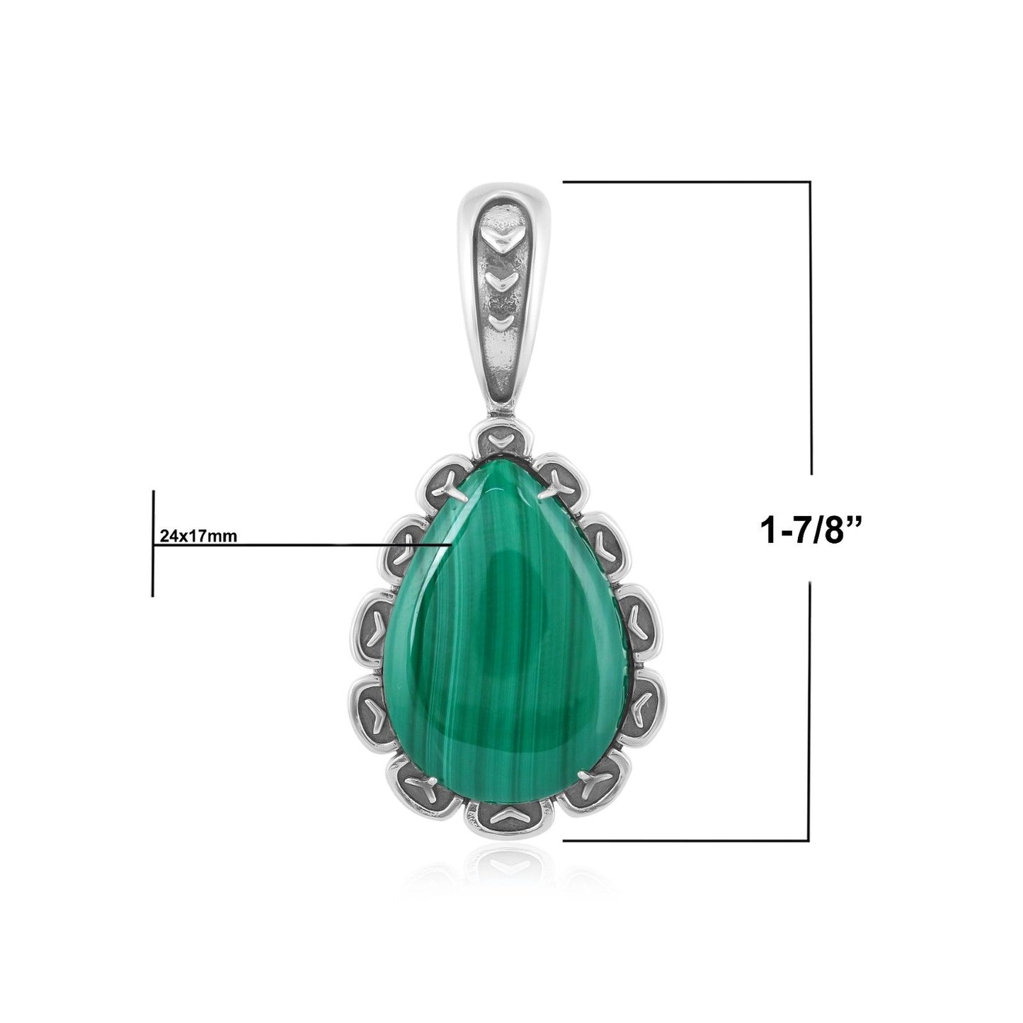 Sterling Silver Malachite Teardrop Pendant Enhancer