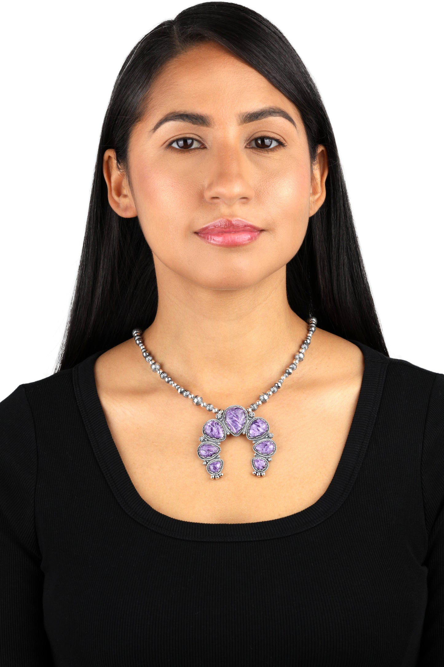 EXCLUSIVELY OURS! Sterling Silver Charoite Large Naja Pendant Enhancer