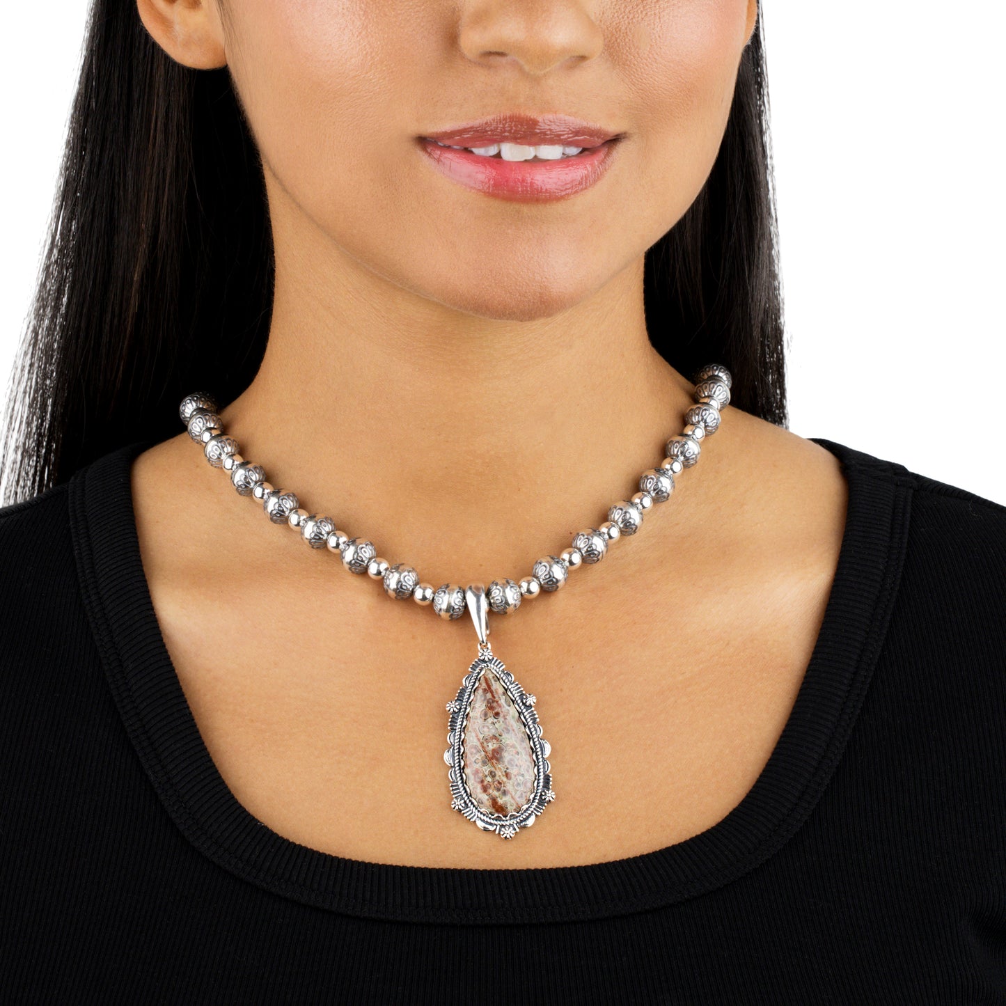 Sterling Silver Native Pearl Bead Necklace, 21 to 24 Inches