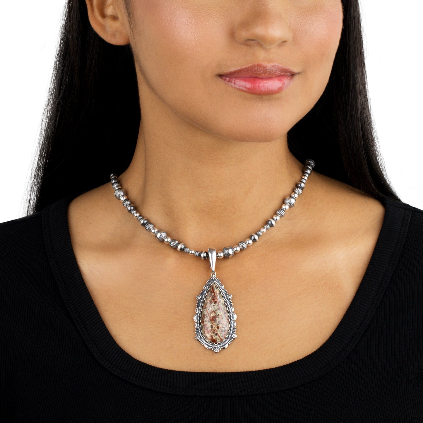 Sterling Silver Native Pearl Mixed Beads Toggle Necklace, 20 Inches
