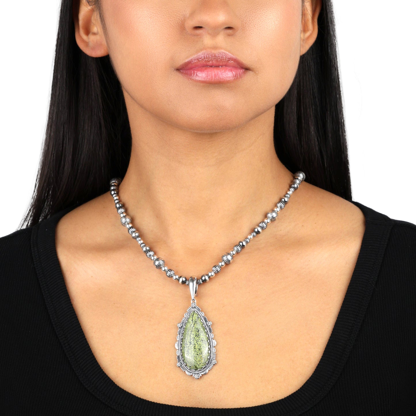 EXCLUSIVELY OURS! Sterling Silver Serpentine Teardrop Bordered Design Pendant Enhancer