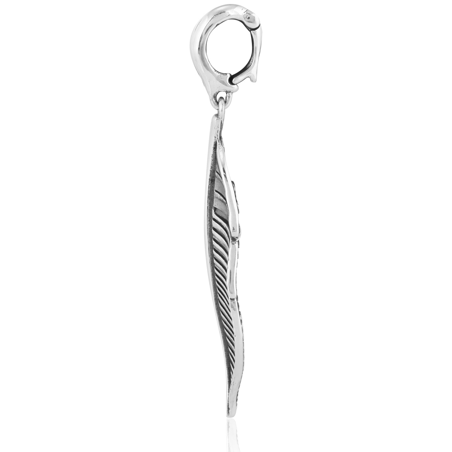 Sterling Silver Earth Spirit Feather Pendant Enhancer