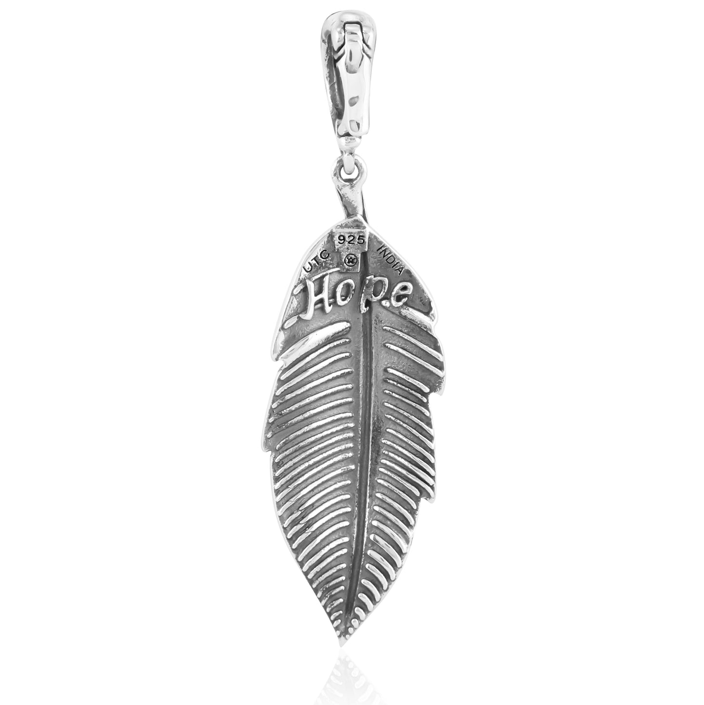 Sterling Silver Earth Spirit Feather Pendant Enhancer