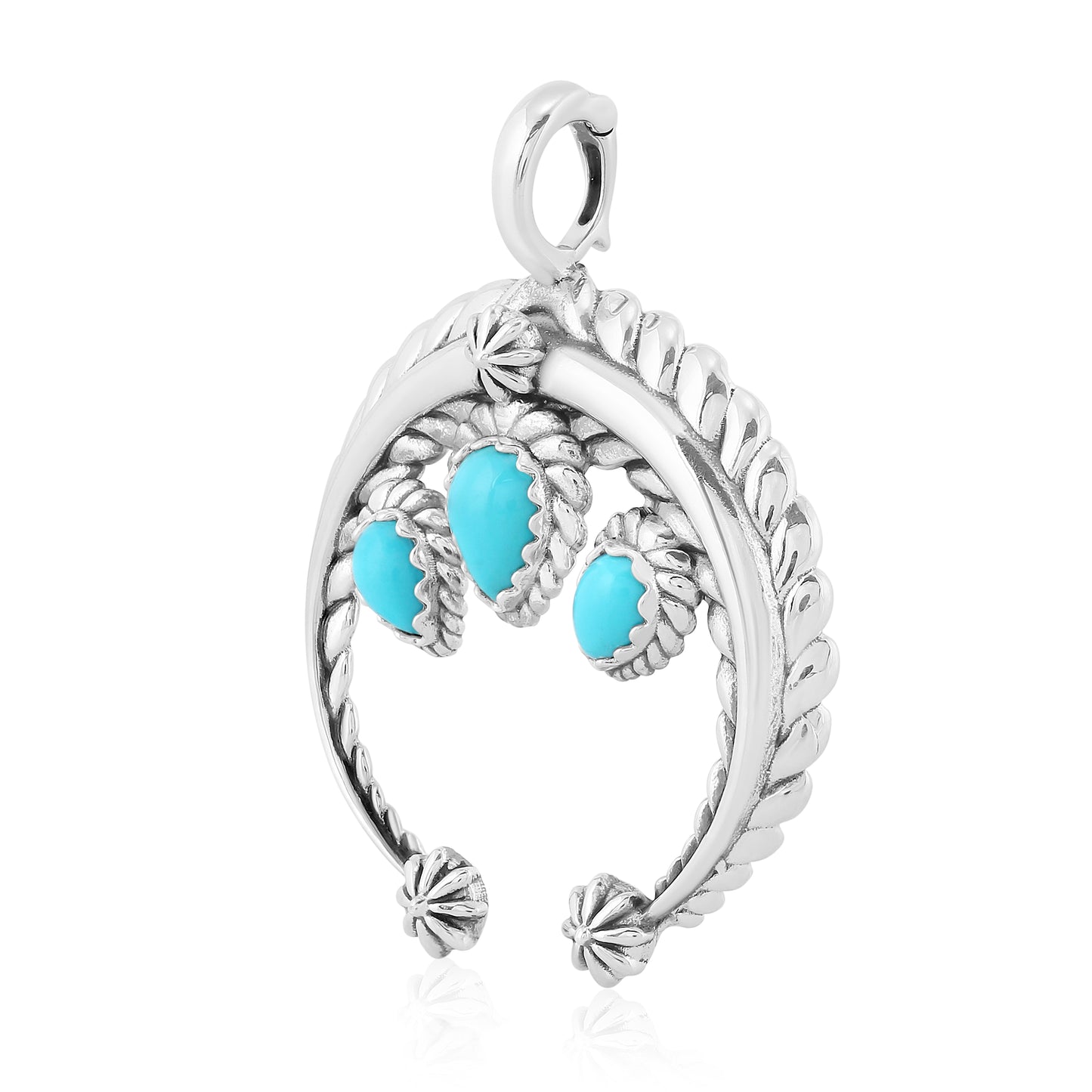 Sterling Silver Sleeping Beauty Turquoise Gemstone Rope Naja Pendant Enhancer