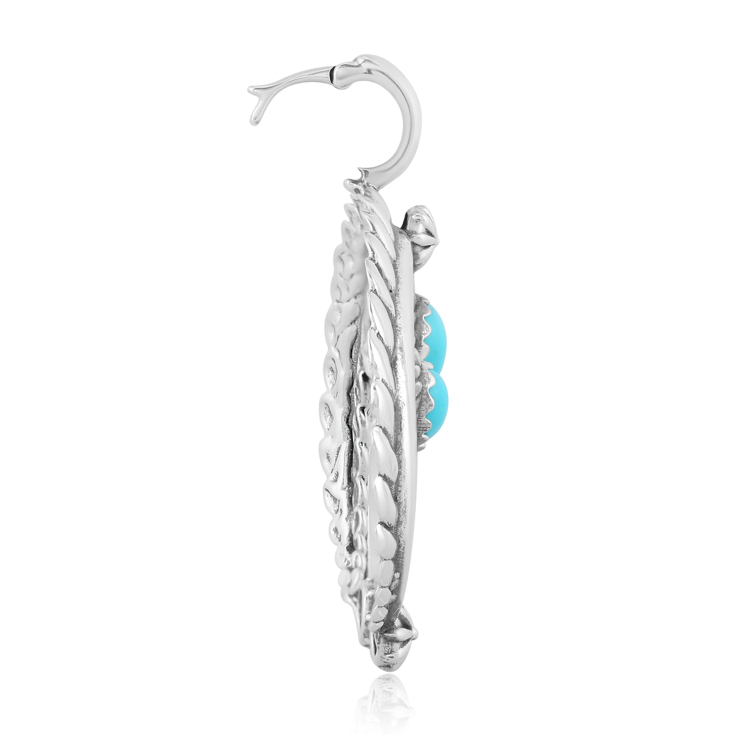 Sterling Silver Sleeping Beauty Turquoise Gemstone Rope Naja Pendant Enhancer