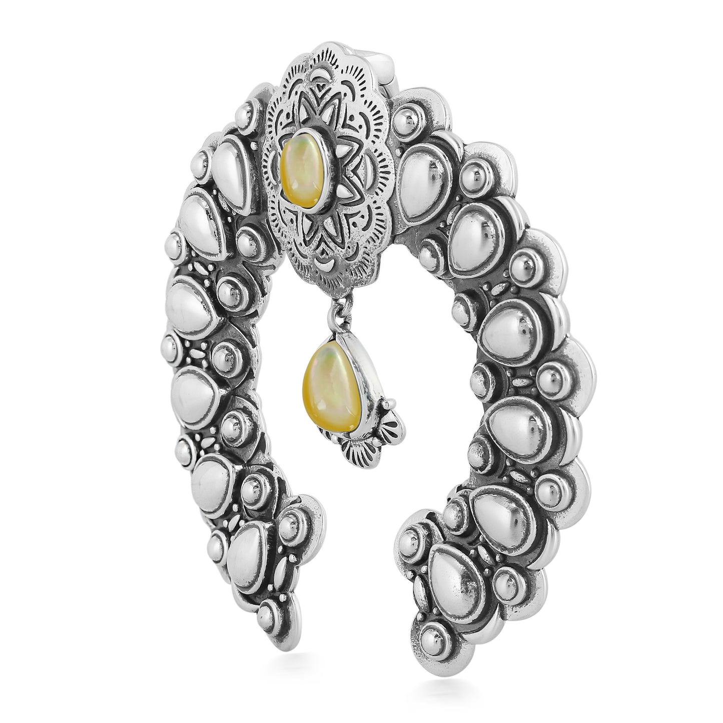 Sterling Silver Yellow Mother of Pearl Gemstone Concha Naja Pendant Enhancer