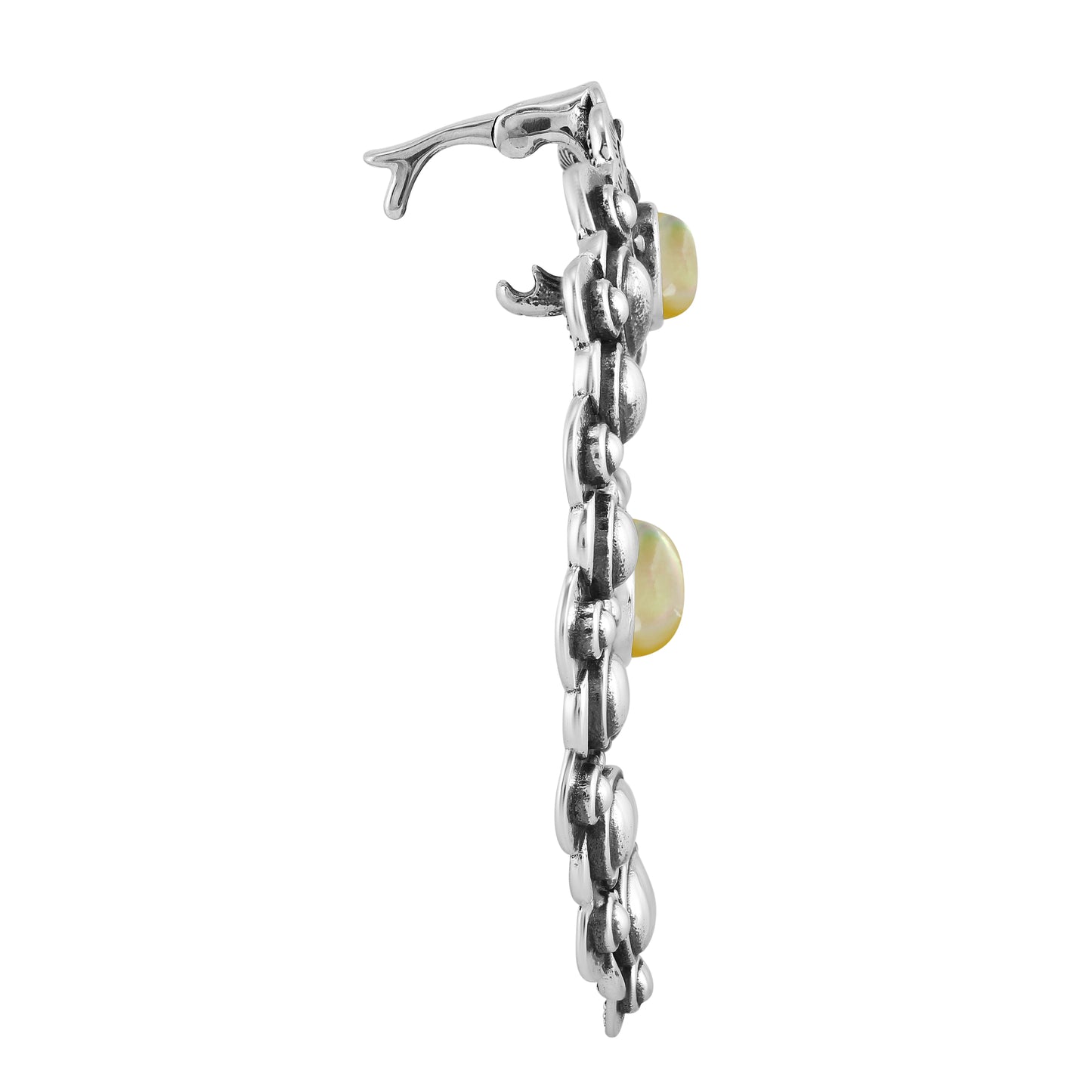 Sterling Silver Yellow Mother of Pearl Gemstone Concha Naja Pendant Enhancer