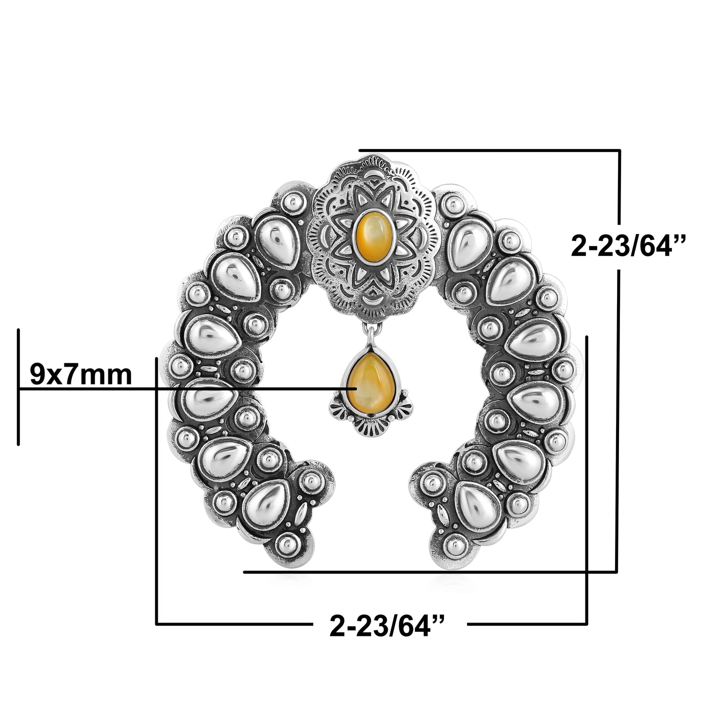 Sterling Silver Yellow Mother of Pearl Gemstone Concha Naja Pendant Enhancer