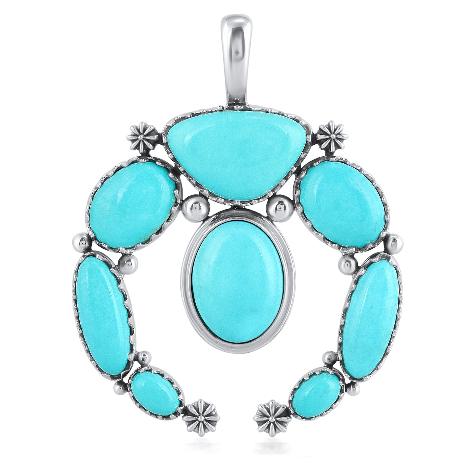 Turquoise ( Kingman mine)Pendant on 2024 .925 sterling silver chain