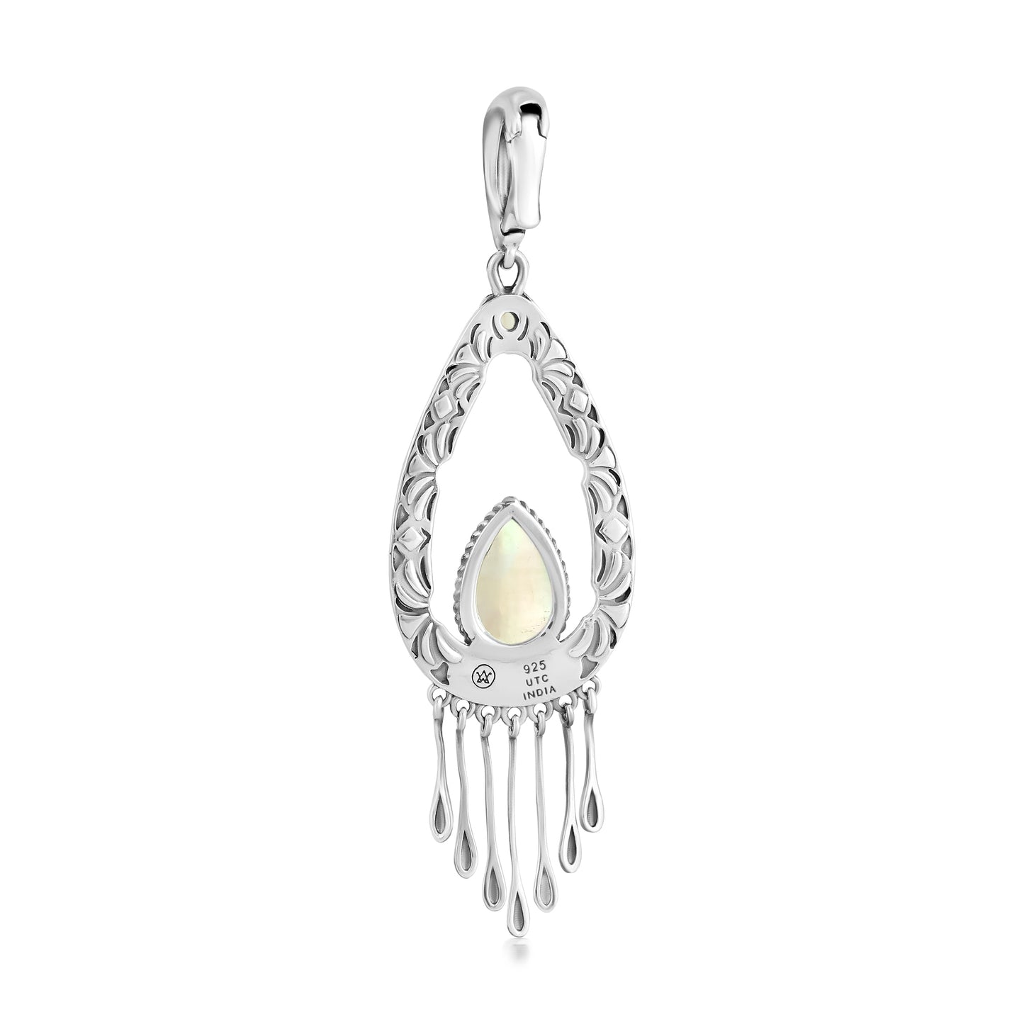 Sterling Silver Yellow Mother of Pearl Open Teardrop Pendant Enhancer