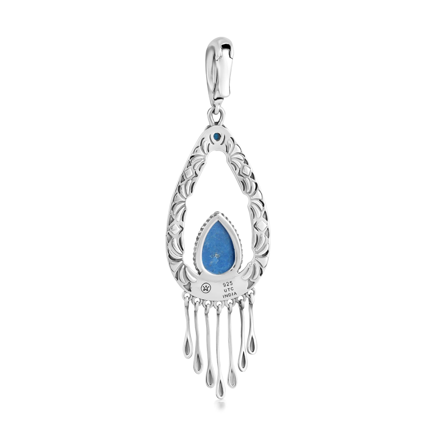 Sterling Silver Lapis Open Teardrop Pendant Enhancer