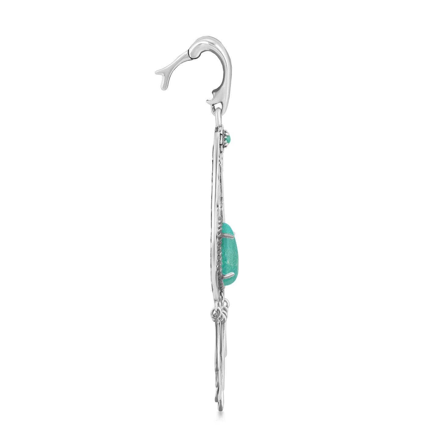 Sterling Silver Green Turquoise Open Teardrop Pendant Enhancer