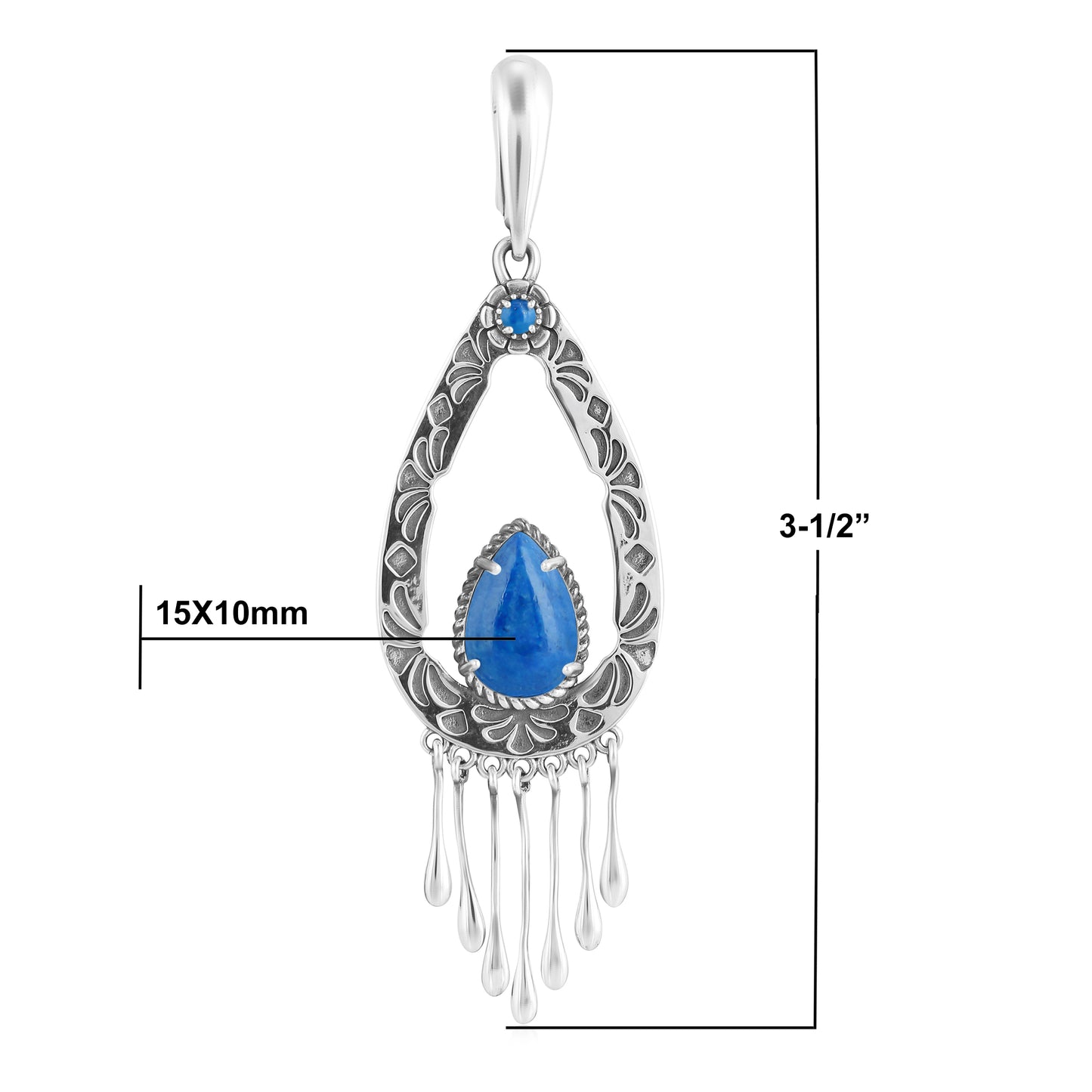 Sterling Silver Lapis Open Teardrop Pendant Enhancer