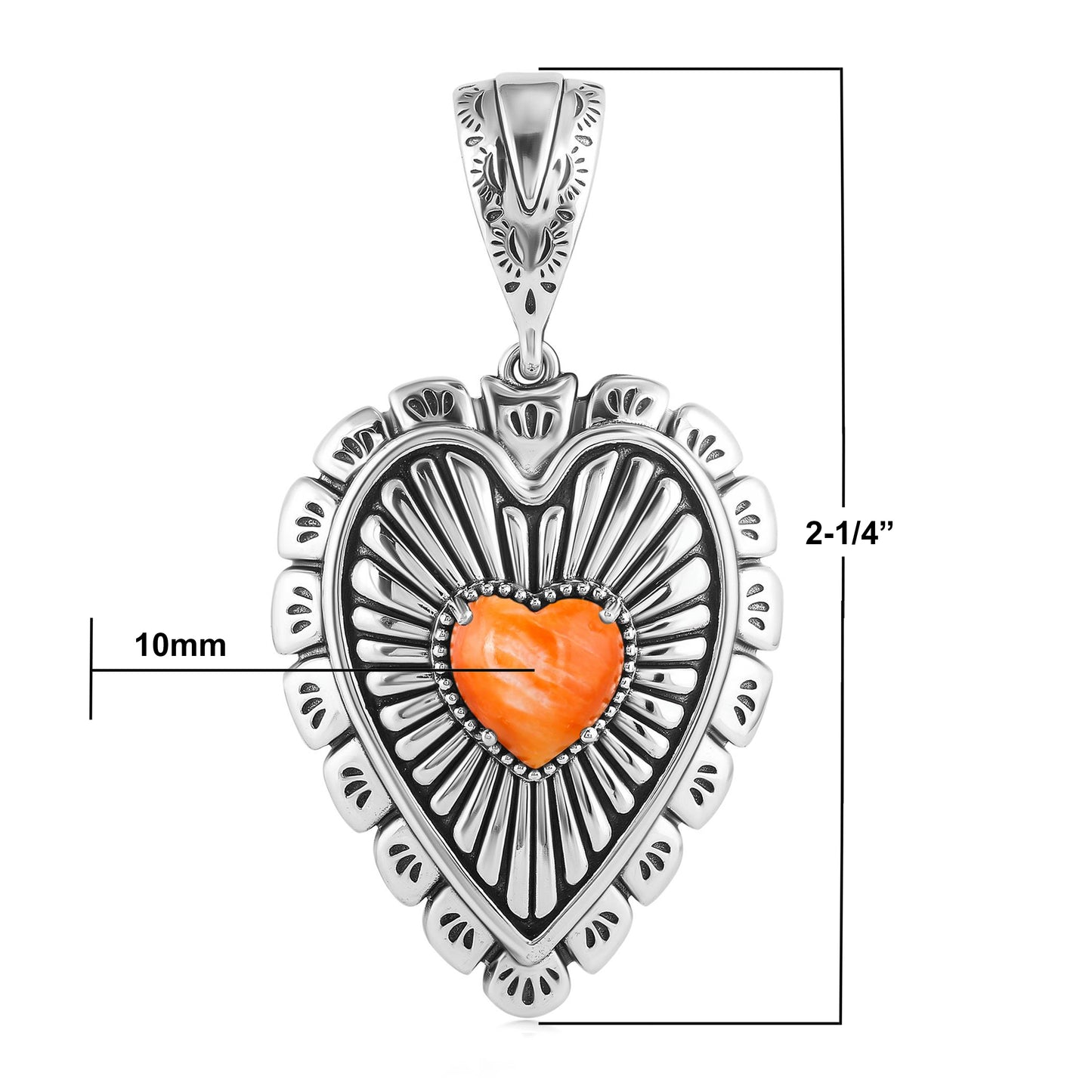 EXCLUSIVELY OURS! Sterling Silver Orange Spiny Oyster Bold Heart Pendant Enhancer
