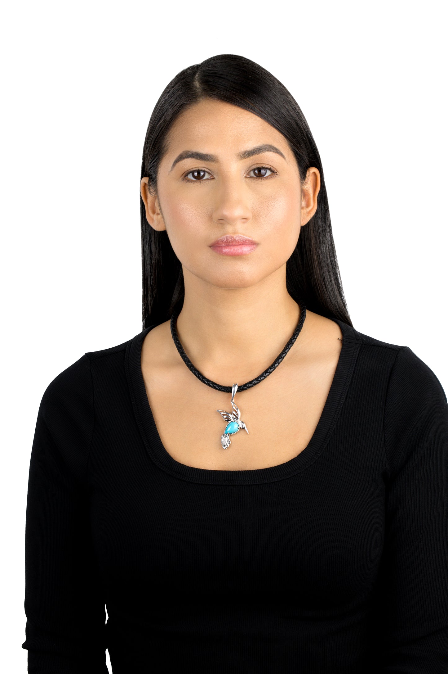 EXCLUSIVELY OURS! Sterling Silver Kingman Turquoise Hummingbird Pendant Enhancer