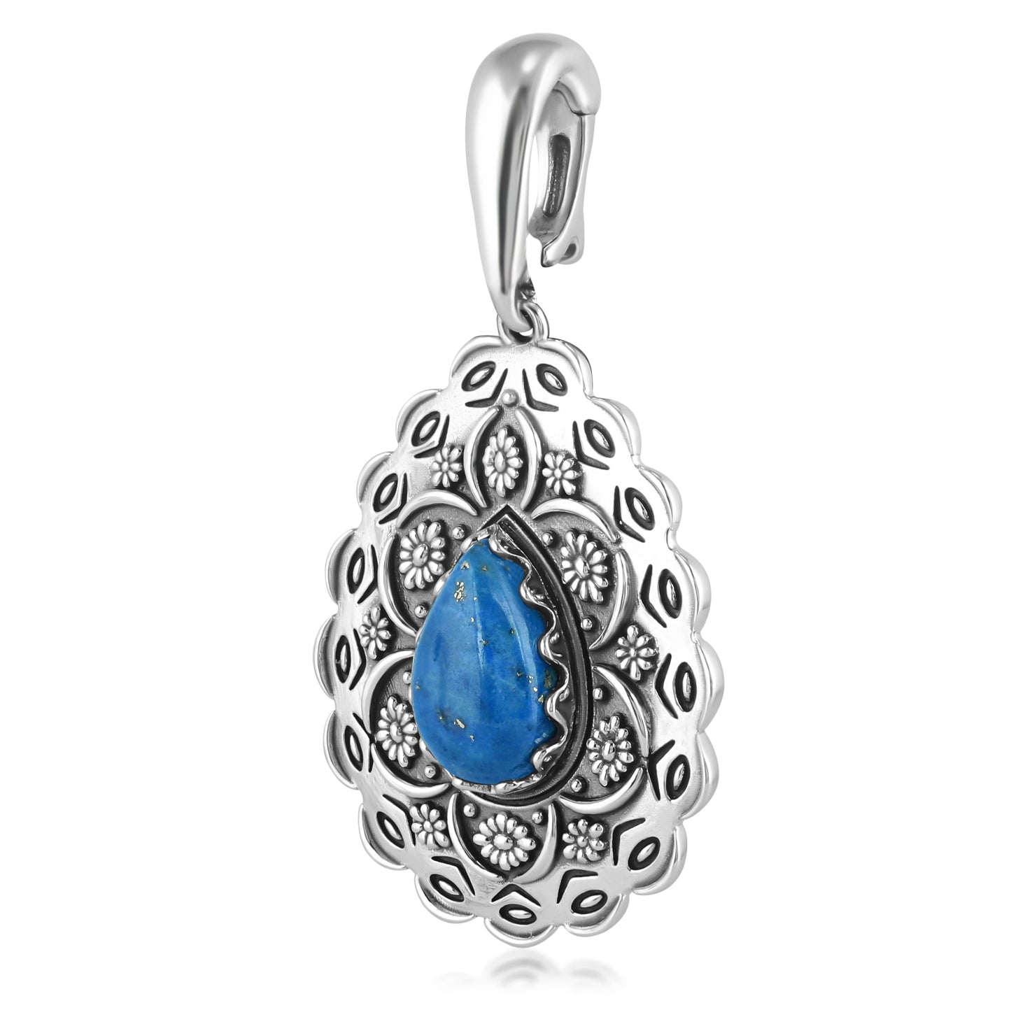 Sterling Silver Lapis Pear Pendant Enhancer