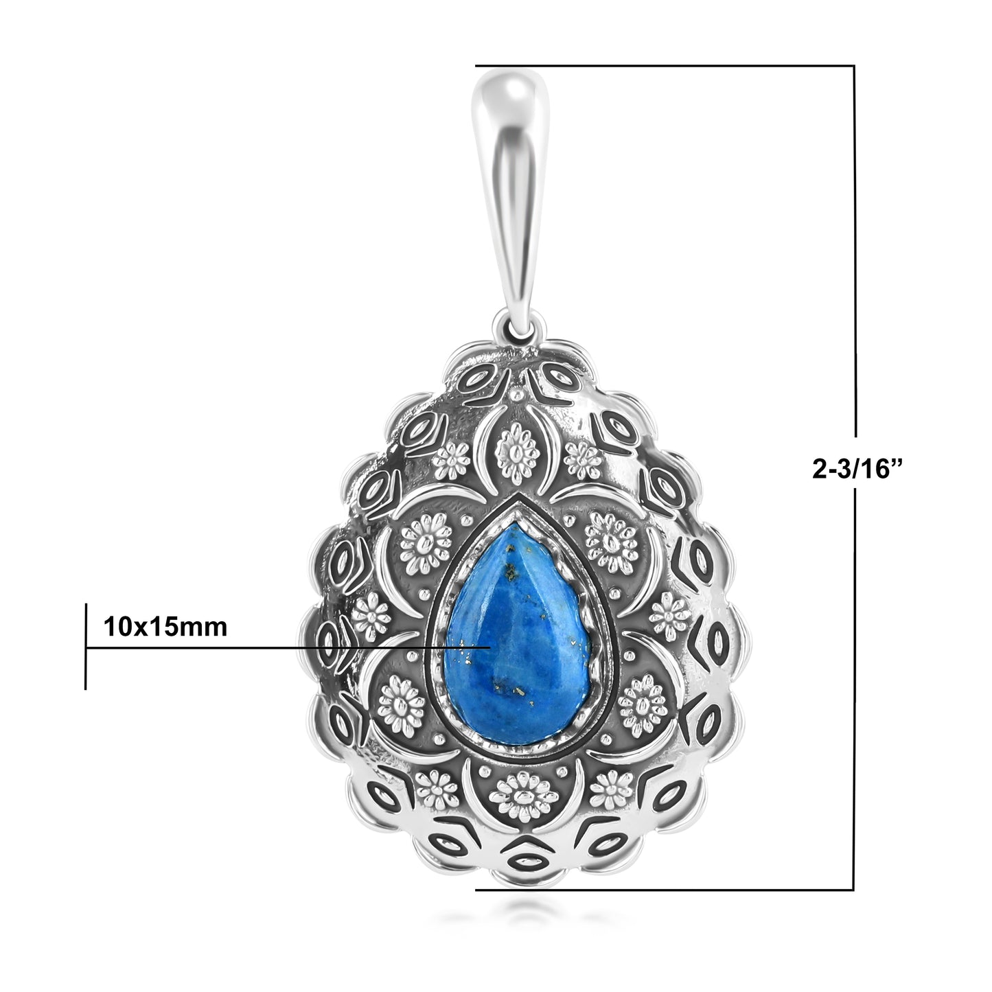 Sterling Silver Lapis Pear Pendant Enhancer