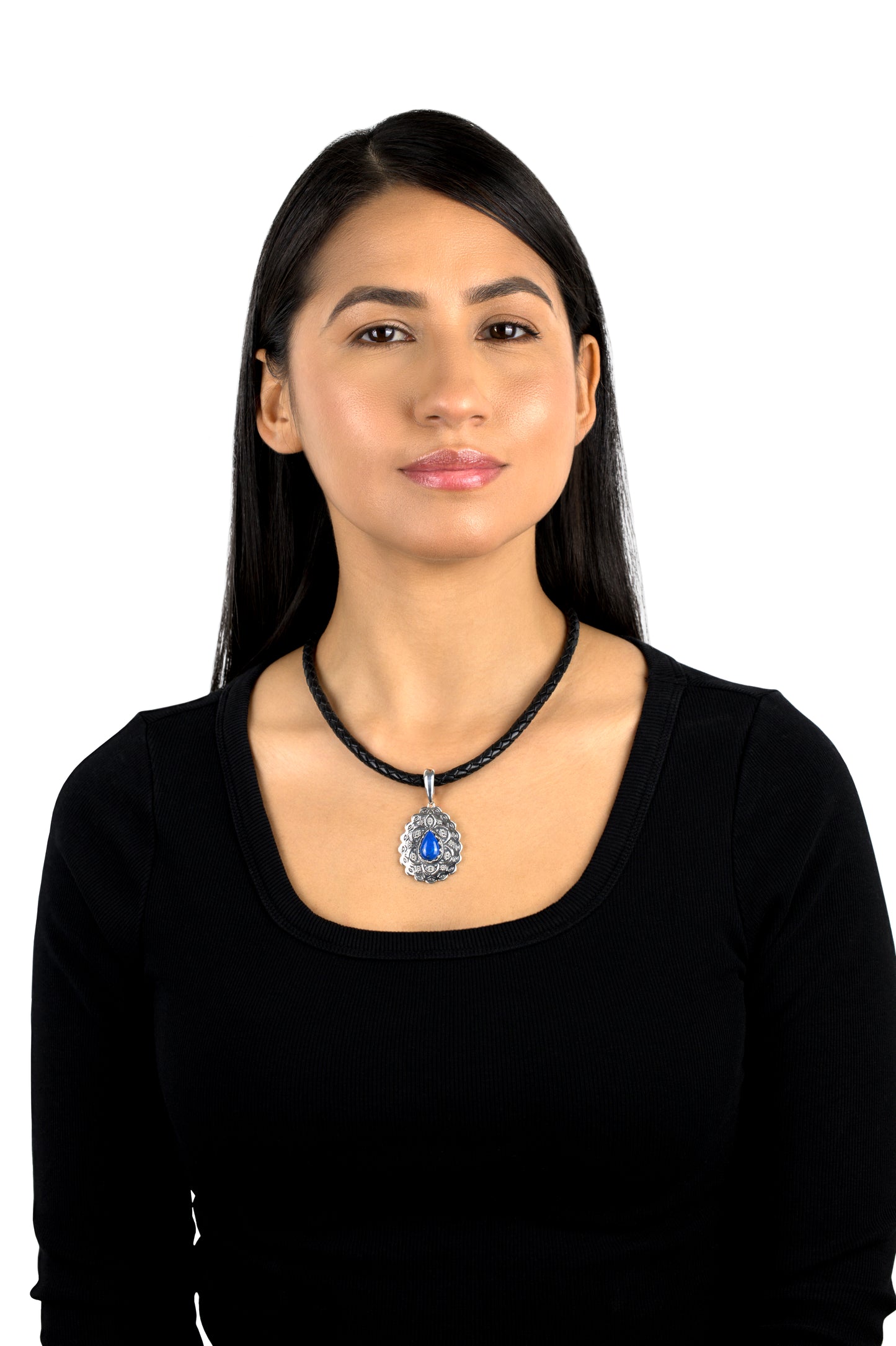Sterling Silver Lapis Pear Pendant Enhancer