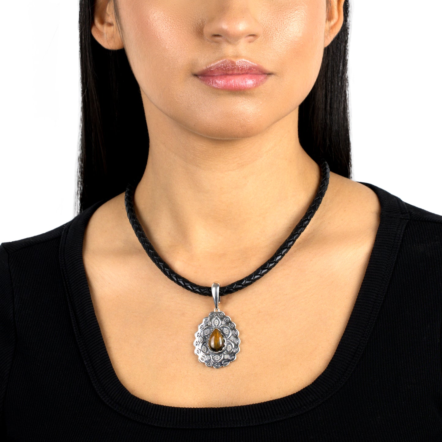 Sterling Silver Pietersite Pear Pendant Enhancer