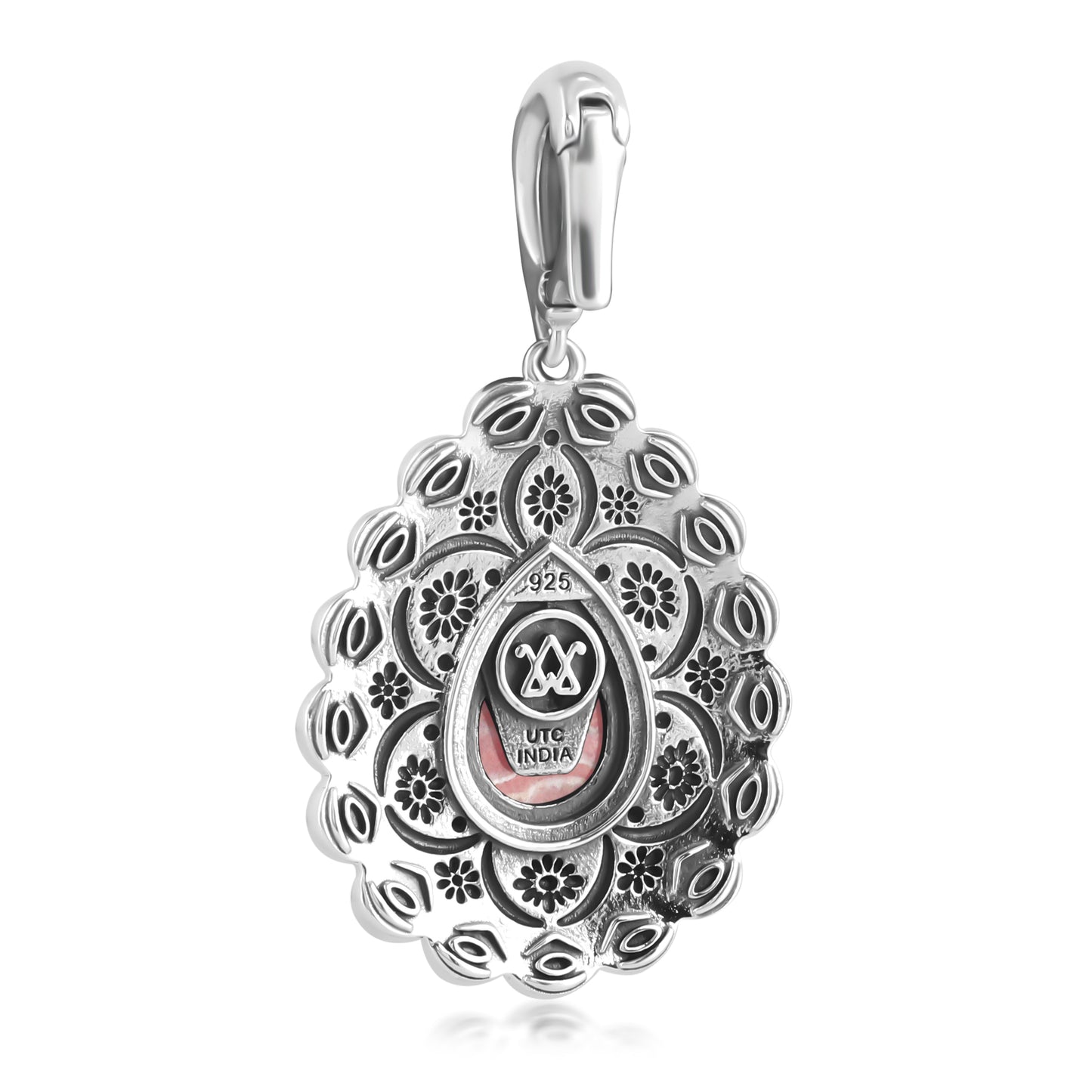 Sterling Silver Rhodochrosite Pear Pendant Enhancer