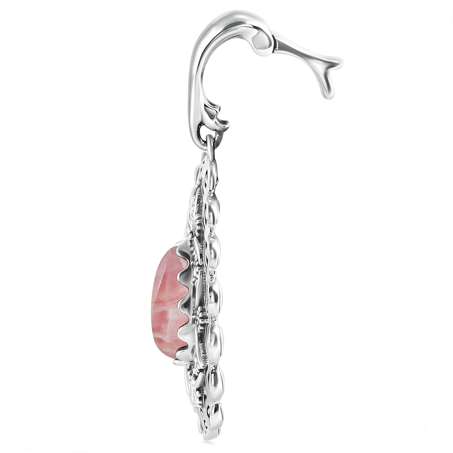 Sterling Silver Rhodochrosite Pear Pendant Enhancer