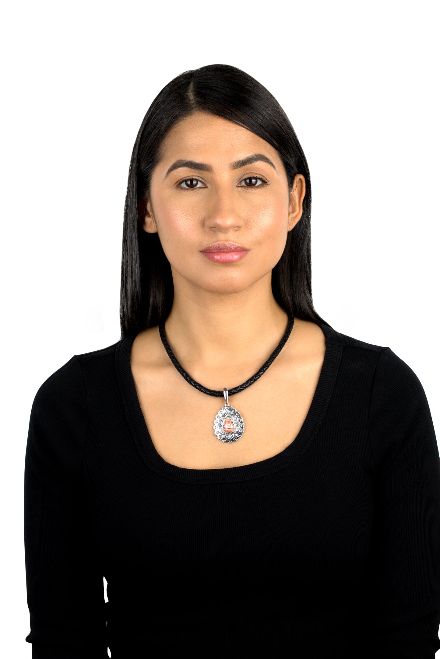 Sterling Silver Rhodochrosite Pear Pendant Enhancer