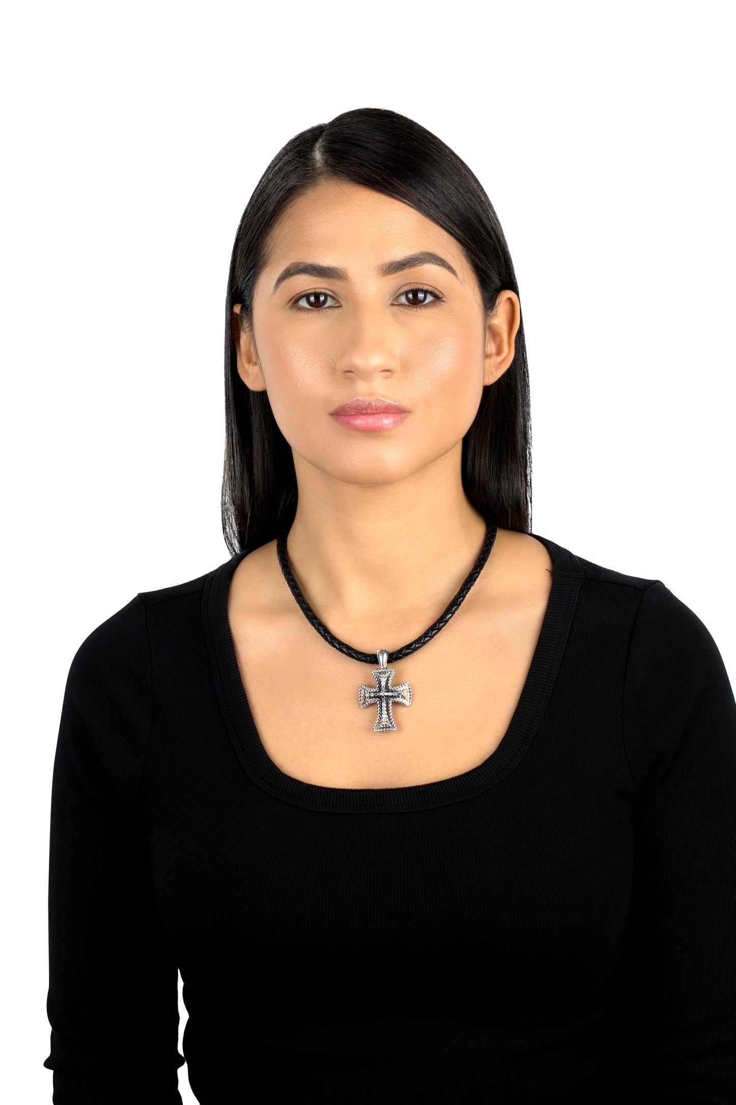 EXCLUSIVELY OURS! Sterling Silver Textured Cross Pendant Enhancer