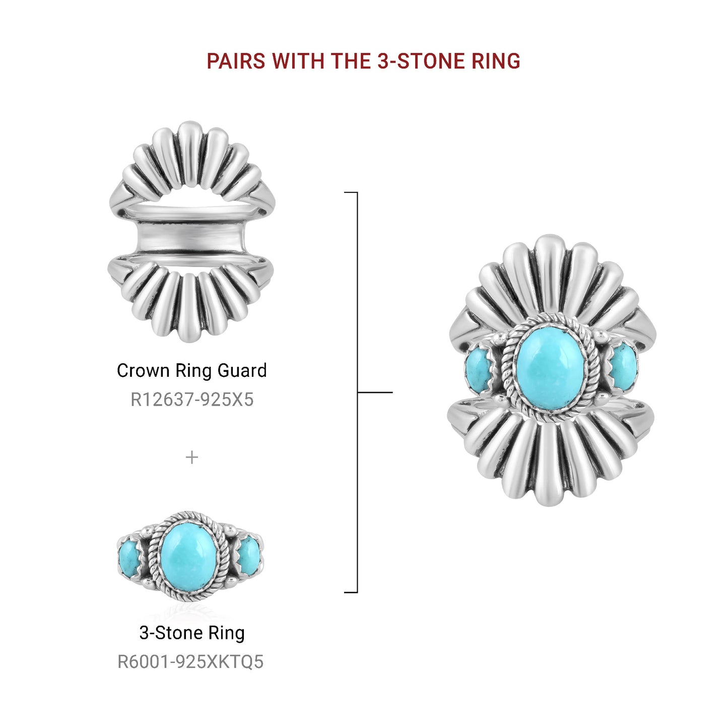 EXCLUSIVELY OURS! Sterling Silver Kingman Turquoise 3-Stone Ring, Sizes 5 to 11