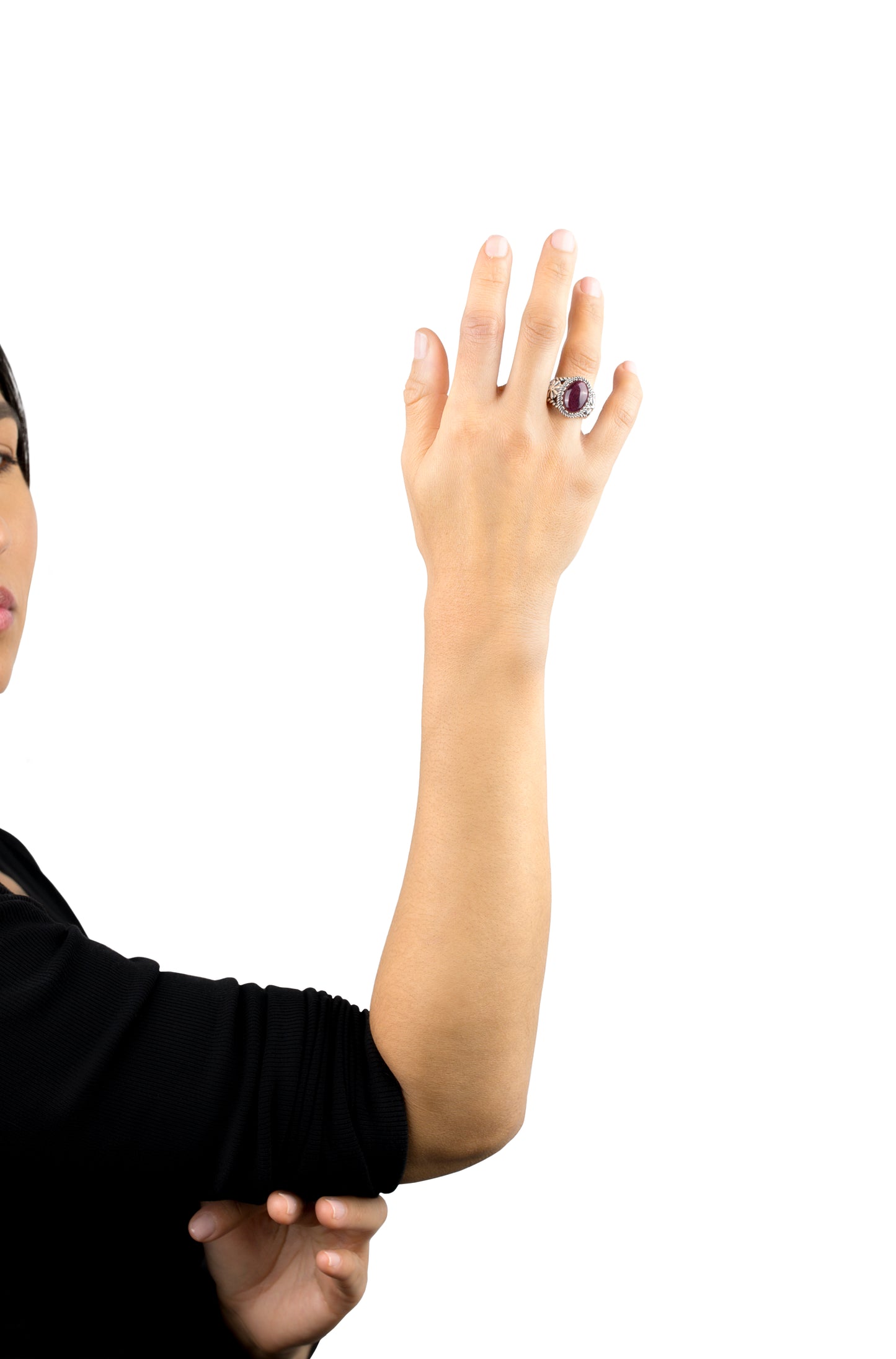 Sterling Silver Phosphosiderite Concha Flower Ring, Sizes 5 to 11