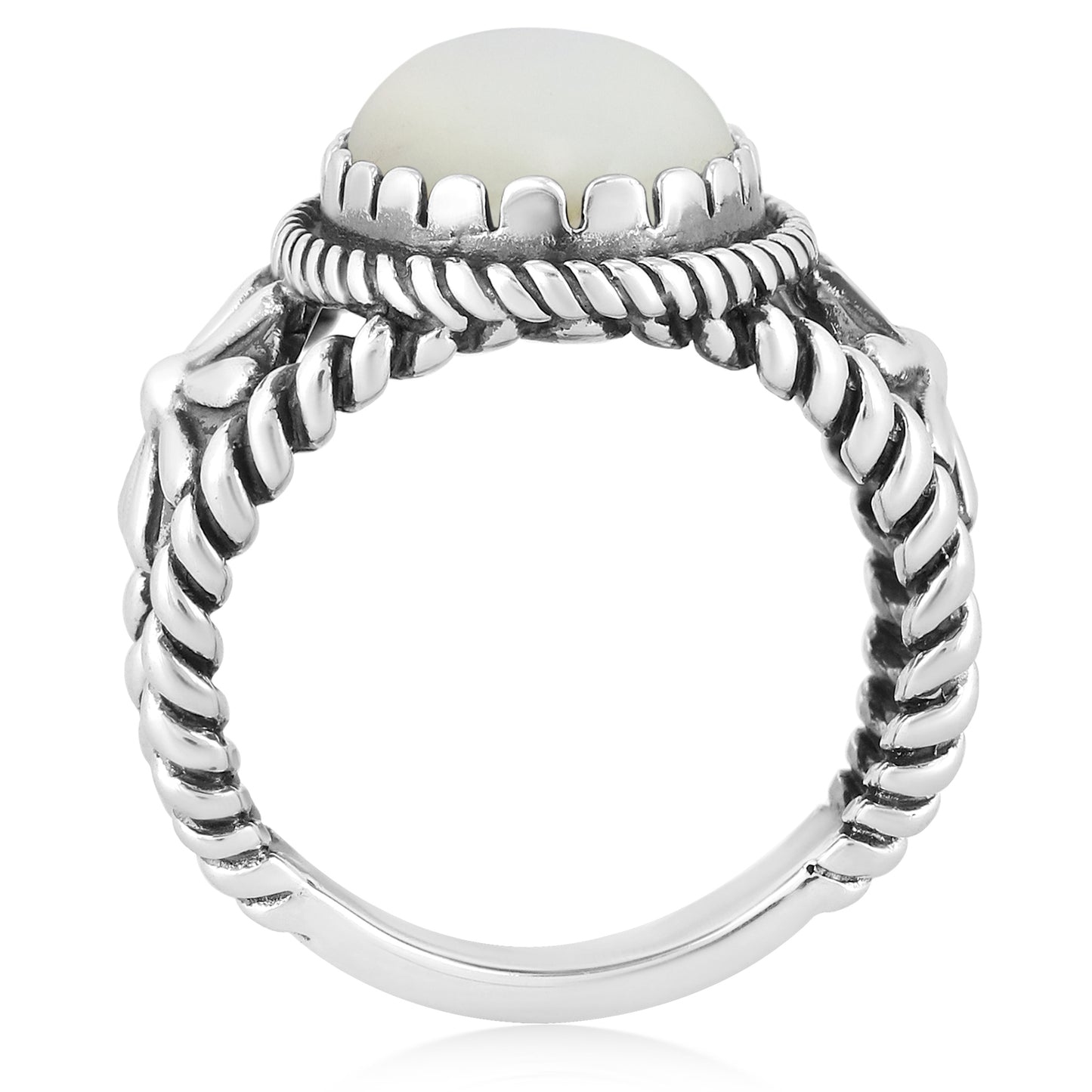 EXCLUSIVELY OURS! Sterling Silver White Mother of Pearl Concha Flower Ring, Sizes 5-10