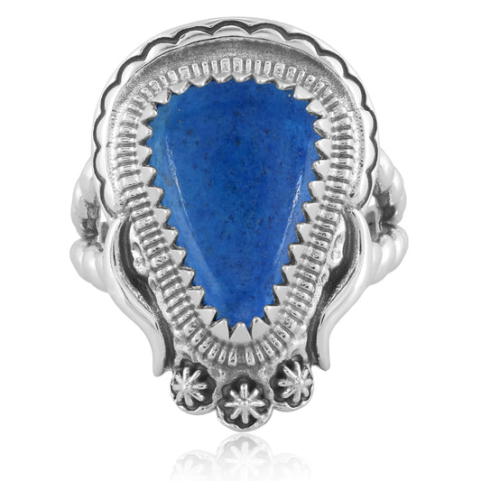 Sterling Silver Lapis Rope Ring, Sizes 6 - 11