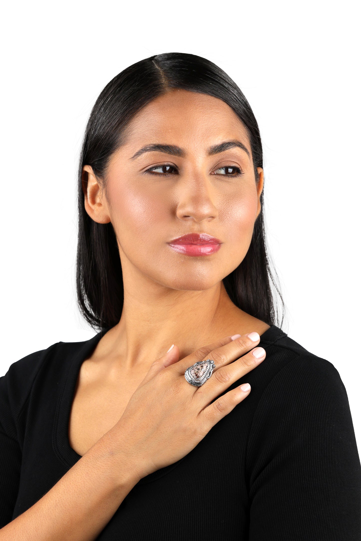 Sterling Silver Leopard Jasper Rope Ring, Sizes 6 - 11