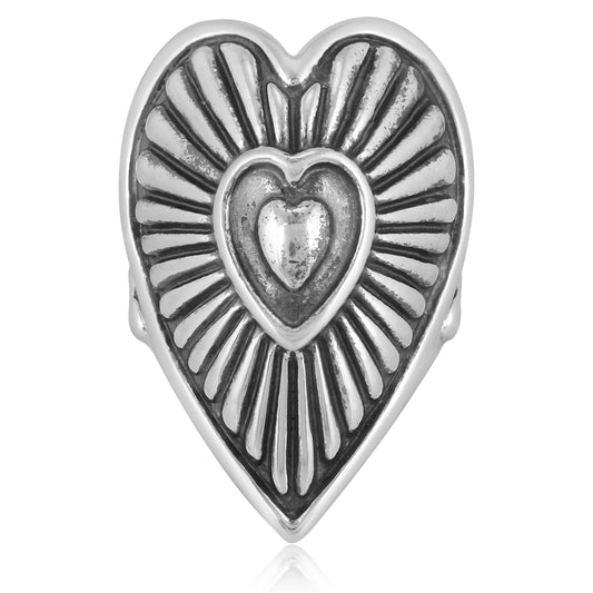 Sterling Silver Bold Heart Ring, Sizes 5 to 10