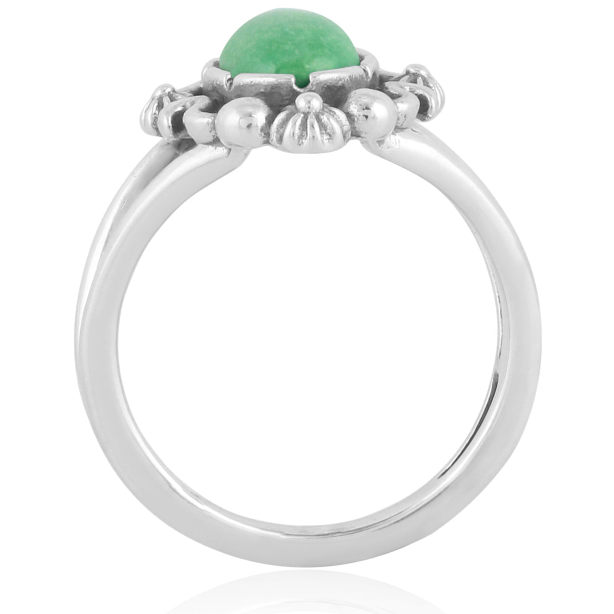 Sterling Silver Green Turquoise Gemstone Ring, Sizes 5 to 10