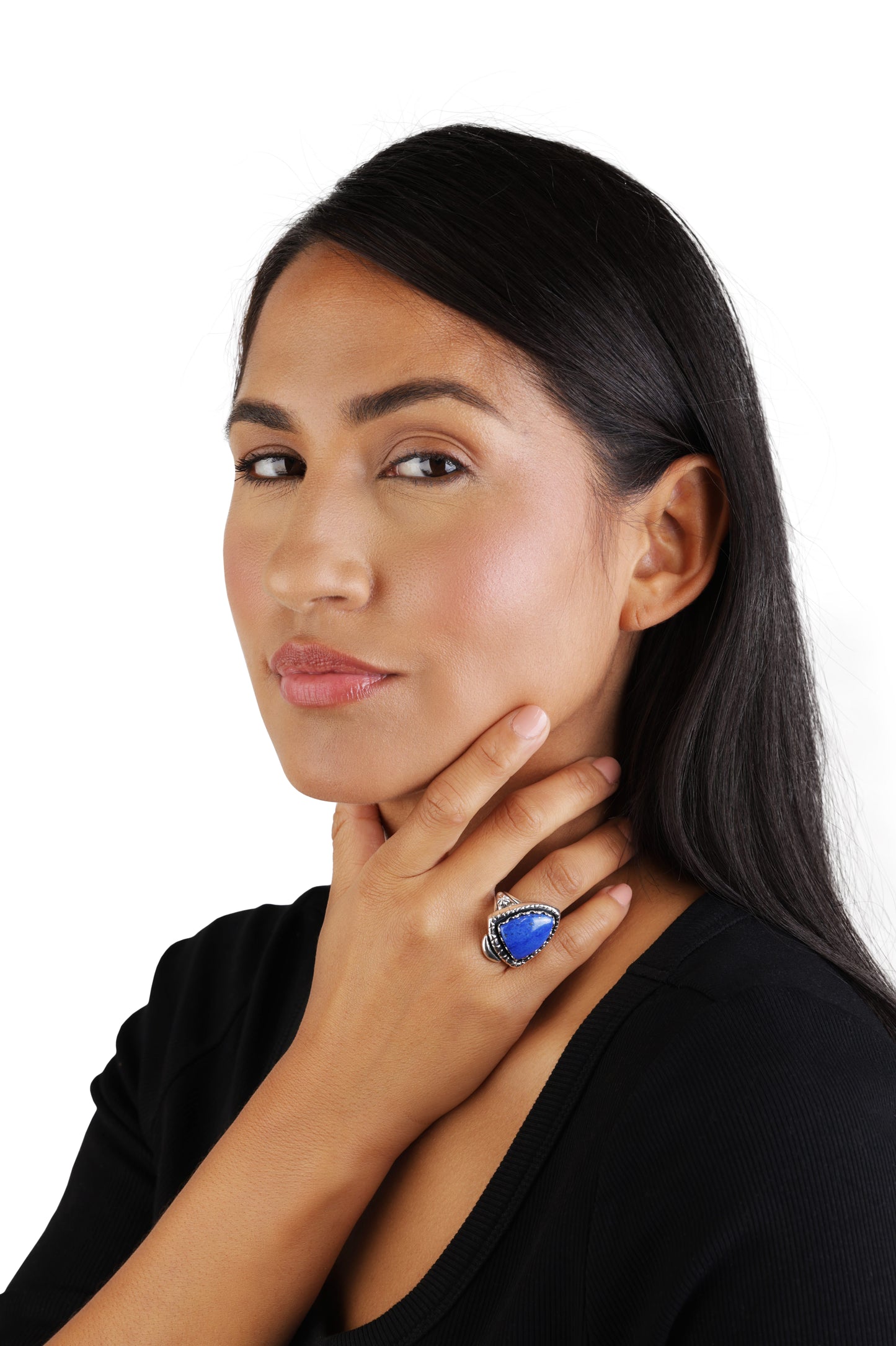 Sterling Silver Blue Lapis Arrowhead Ring, Sizes 5 to 10