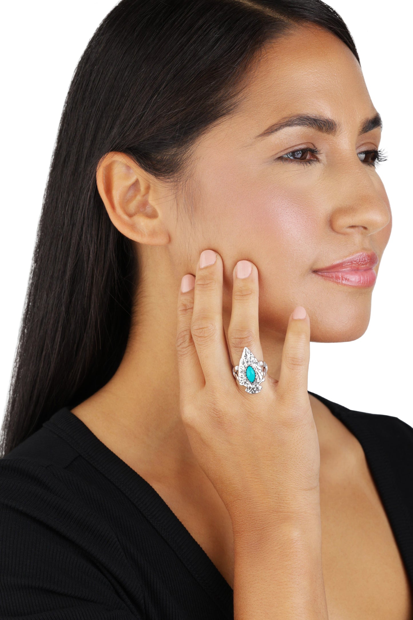 EXCLUSIVELY OURS! Sterling Silver Kingman Turquoise Fritz Casuse Arrowhead Ring Sizes 5 to 10