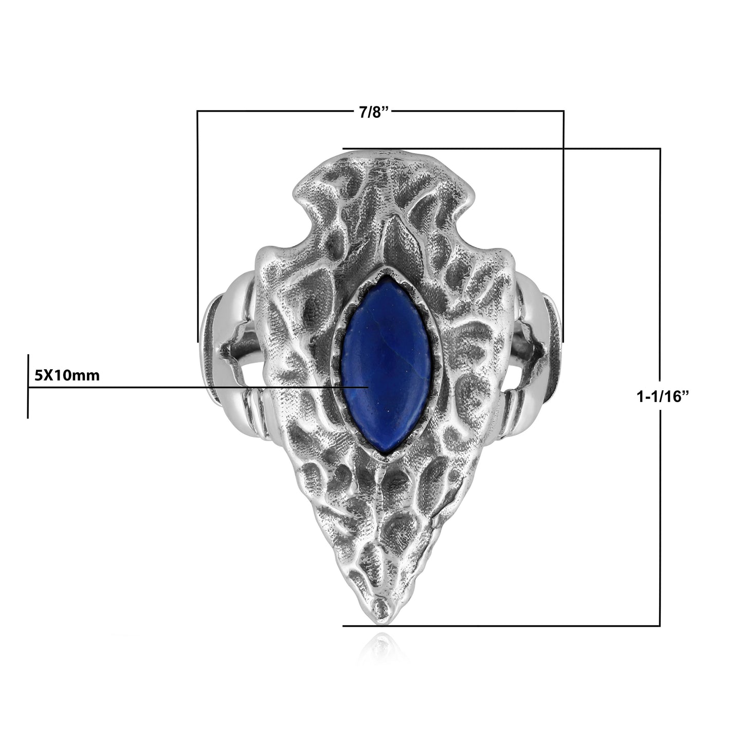 EXCLUSIVELY OURS! Sterling Silver Lapis Fritz Casuse Arrowhead Ring Sizes 5 to 10